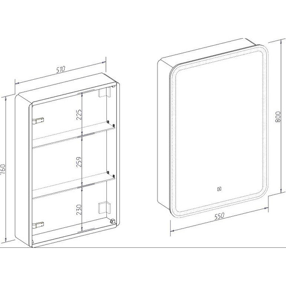Зеркало-шкаф Art&Max Platino Led 55 см AM-Pla-550-800-1D-R-DS-F - фото 6