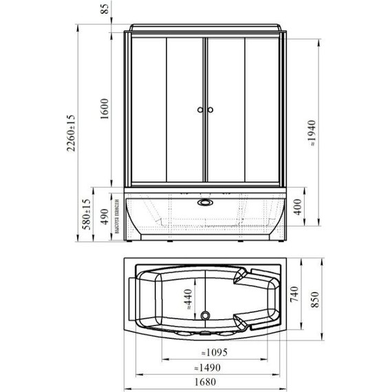 Гидробокс с паром Радомир Элис 168x85 см R, белый/матовое - фото 2