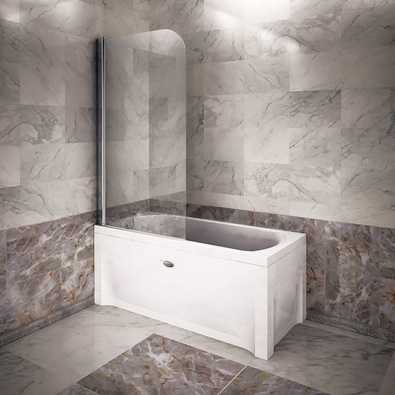 Шторка для ванны Радомир 75 см L, хром/прозрачное - фото 