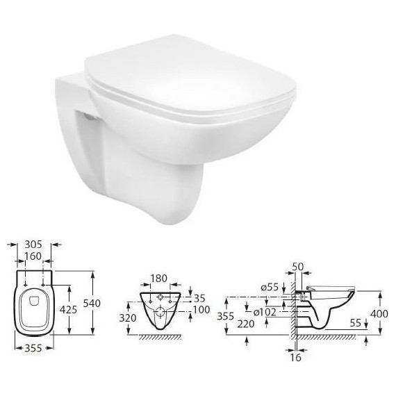 Инсталляция с подвесным унитазом Roca Debba Rimless Pack 893104970 (без кнопки смыва) - фото 2