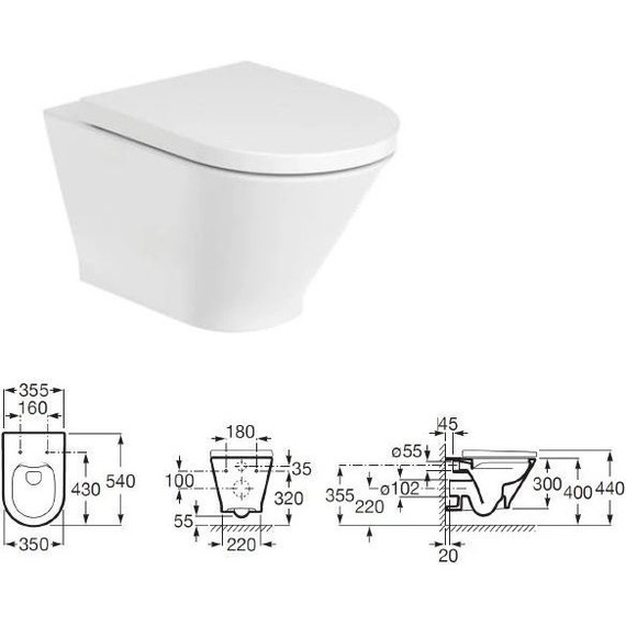 Инсталляция с подвесным унитазом Roca The Gap Round Rimless Pack 893105000 (без кнопки смыва) - фото 2