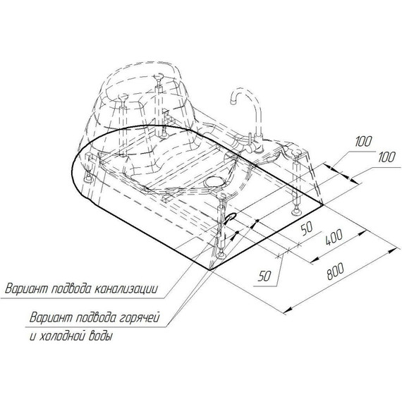 Ванна акриловая для омовения Радомир Вуду 120x80 см (в комплекте каркас и сифон) - фото 4