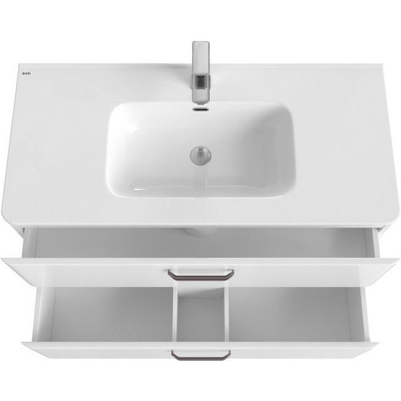 Тумба подвесная с раковиной Iddis Brick 100 см BRI10W1i95K, белый глянец - фото 6