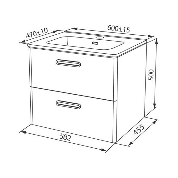 Тумба подвесная с раковиной Iddis Brick 60 см BRI60W0i95K, белый глянец - фото 10