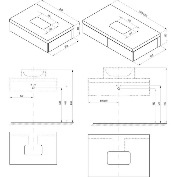 Тумба подвесная со столешницей Ravak Formy 80 см X000001032, дуб - фото 5