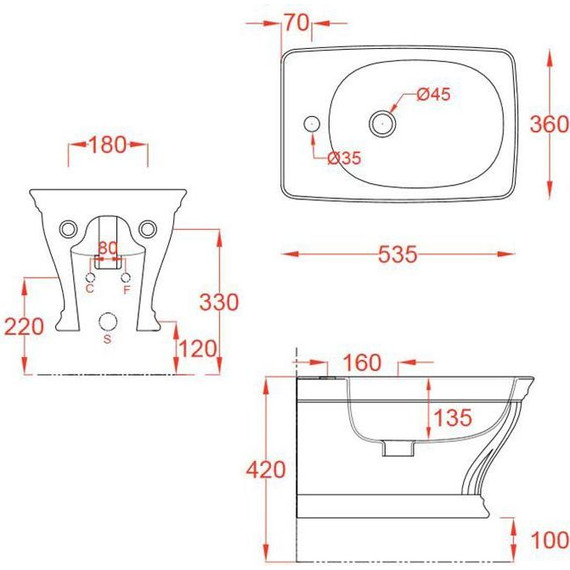 Биде подвесное ArtCeram Civitas CIB001 03 00, чёрный - фото 2
