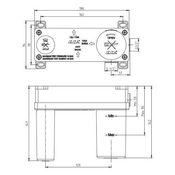 Скрытая часть для смесителя E.C.A. 102166601EX, черный матовый - фото 2