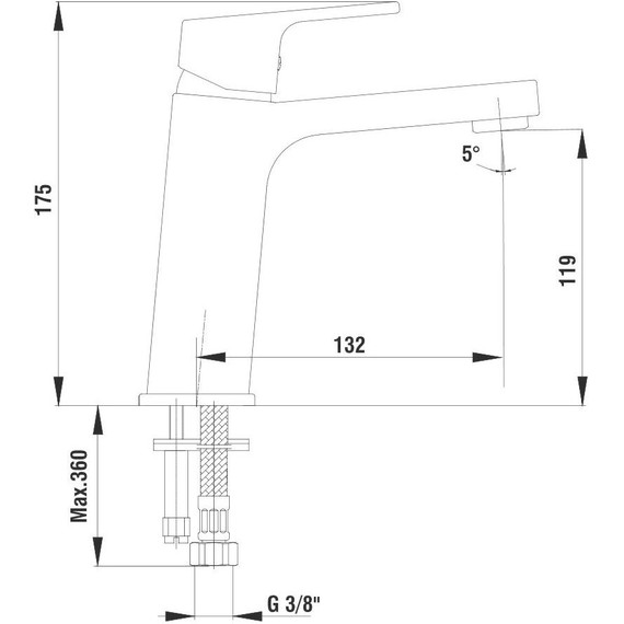 Смеситель для раковины E.C.A. Tiera 102108989C1EX, черный матовый - фото 6