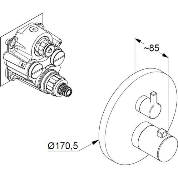 Смеситель для ванны с термостатом Kludi Nova Fonte 208303915, черный матовый - фото 2