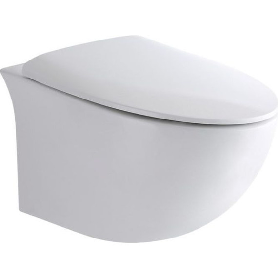 Унитаз подвесной CeramaLux Rimless 2297 с крышкой микролифт - фото 