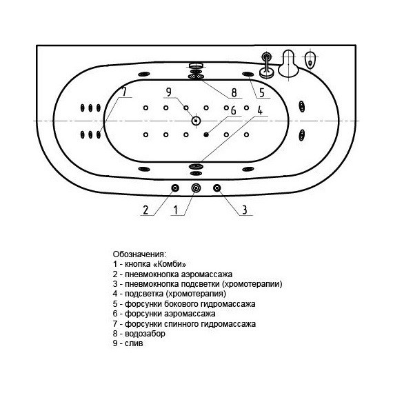 Ванна гидромассажная Aquatek Морфей 190x90 см модель 2 - фото 7