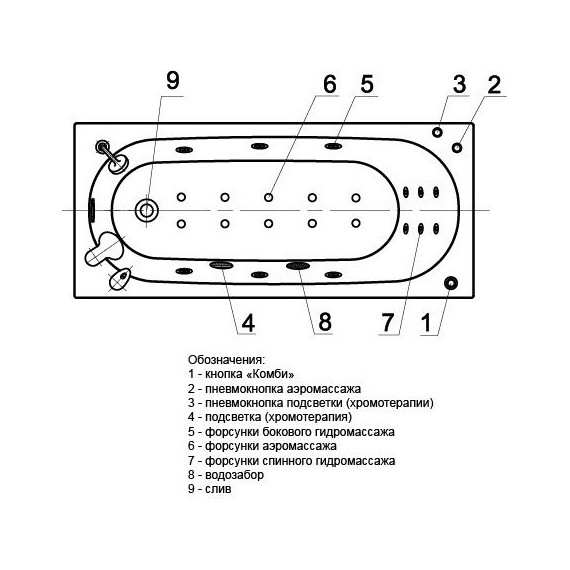Ванна гидро-аэромассажная Aquatek Оберон 160x70 см - фото 4