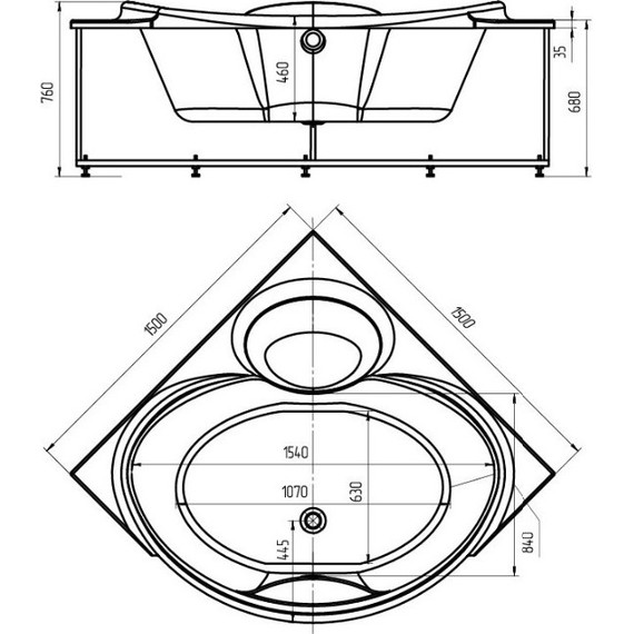 Ванна гидромассажная Aquatek Эпсилон 150x150 см модель 2 - фото 3