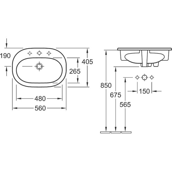 Раковина врезная на столешницу Villeroy&Boch O.Novo 56 см 41615601 - фото 5