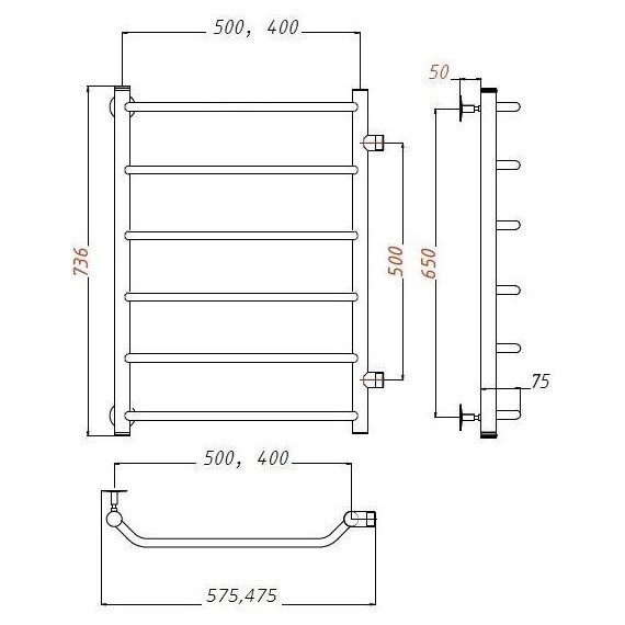 Полотенцесушитель водяной Тругор Браво ПМ1 с боковым подводом П6 400х800 мм 00-00015910 - фото 5