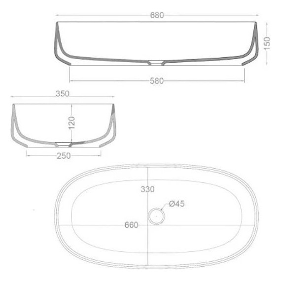 Раковина-чаша ArtCeram Cognac 68 см COL005 41 00, matera - фото 2
