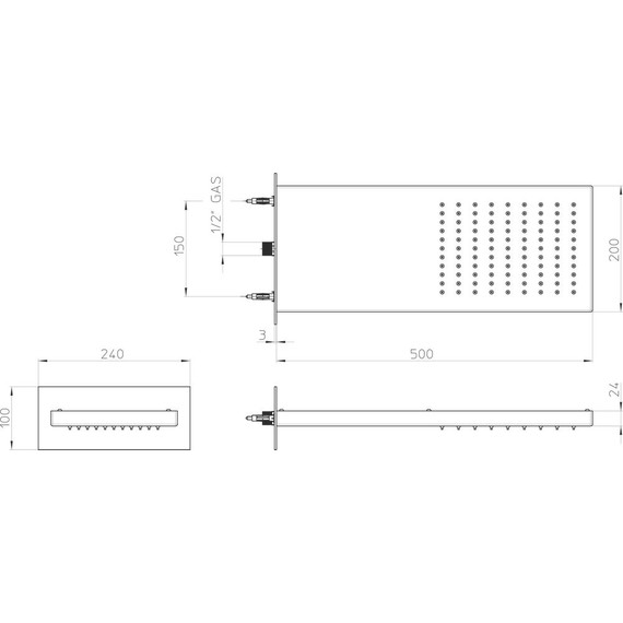 Верхний душ Bossini Manhattan 500x200 мм I00575.030 - фото 4