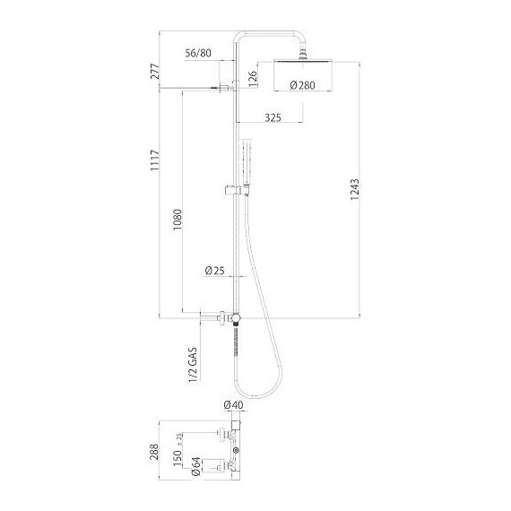 Душевая стойка с термостатом Bossini Cosmo L10092.073, черный матовый - фото 5