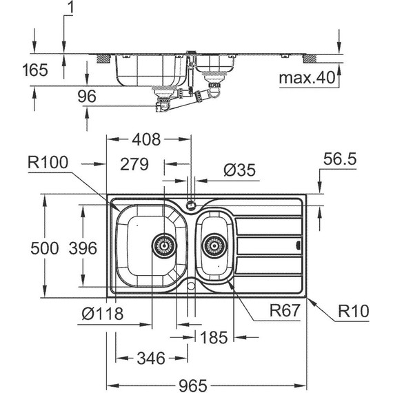 Кухонная мойка Grohe K200 60-S 96.5/50 1.5 31552SD1 0,6 мм, нержавеющая сталь - фото 3