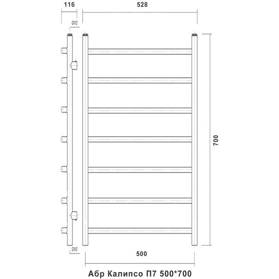 Полотенцесушитель водяной Domoterm Калипсо БЕЛ П7 500x700 мм, белый - фото 5