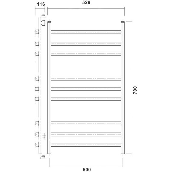 Полотенцесушитель водяной Domoterm Калипсо БЕЛ П9 500x700 мм, белый - фото 5