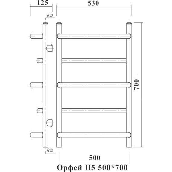Полотенцесушитель водяной Domoterm Орфей П5 500х700 мм - фото 3