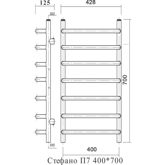 Полотенцесушитель водяной Domoterm Стефано П7 400х700 мм - фото 4