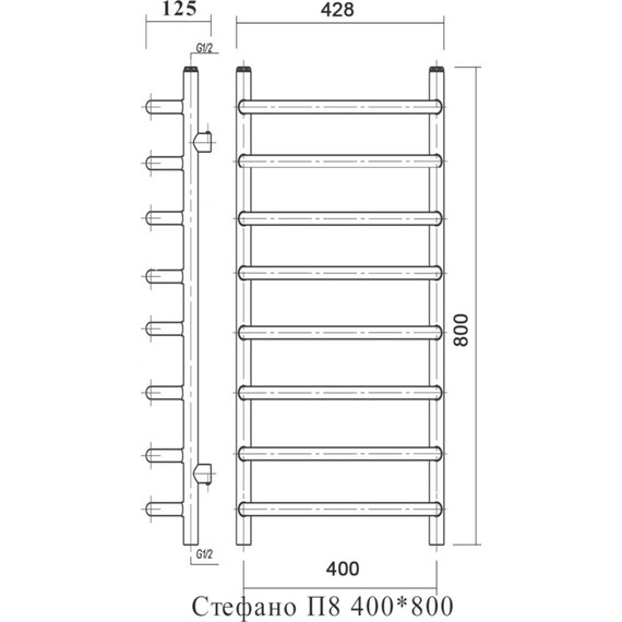 Полотенцесушитель водяной Domoterm Стефано П8 400х800 мм - фото 4