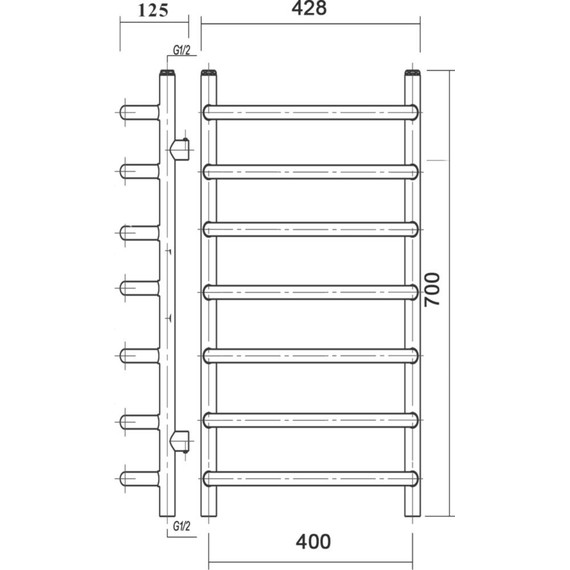 Полотенцесушитель водяной Domoterm Стефано АБР П7 400х700 мм, античная бронза - фото 4