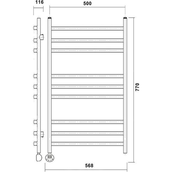 Полотенцесушитель электрический Domoterm Калипсо БЕЛ П9 500х700 мм ER, белый - фото 4