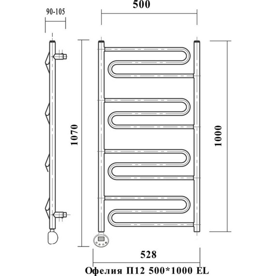 Полотенцесушитель электрический Domoterm Офелия П12 500х1000 мм EL - фото 4