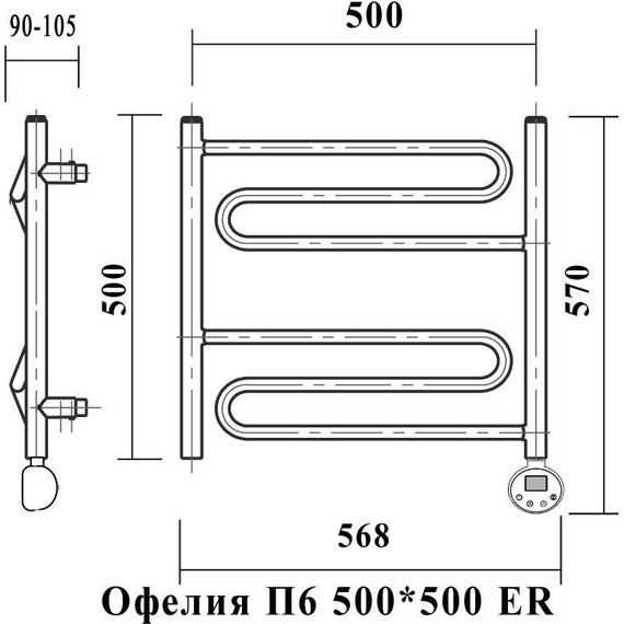 Полотенцесушитель электрический Domoterm Офелия П6 500х500 мм ER - фото 3