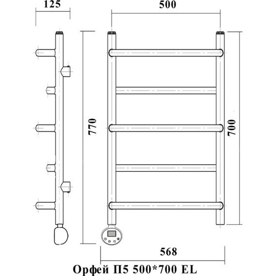 Полотенцесушитель электрический Domoterm Орфей АБР П5 500х700 мм EL, цвет античная бронза - фото 4
