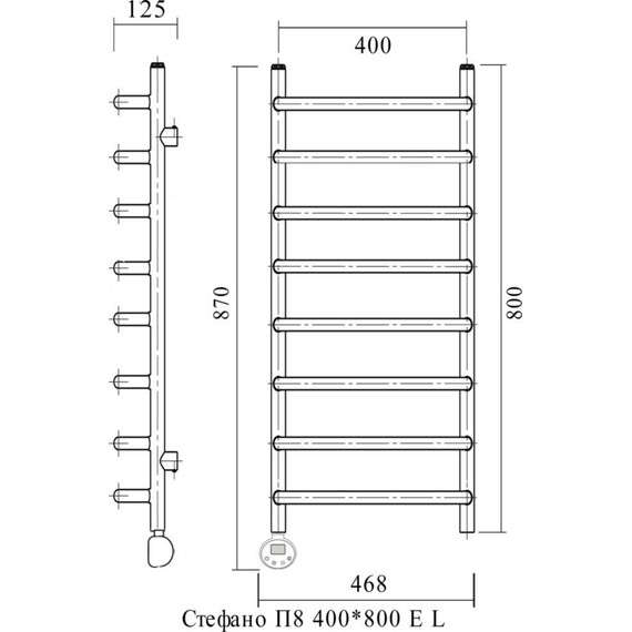 Полотенцесушитель электрический Domoterm Стефано П8 400х800 мм EL - фото 4