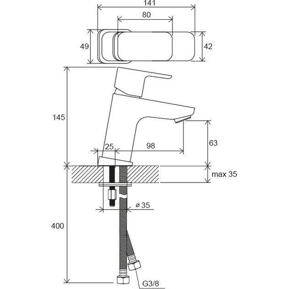 Смеситель для раковины Ravak 10° Free TD F 012.20 X070148, чёрный матовый - фото 5