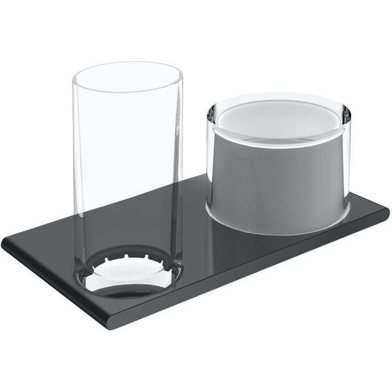 Дозатор для жидкого мыла со стаканом Keuco Edition 400 11553139000, цвет хром чёрный - фото 