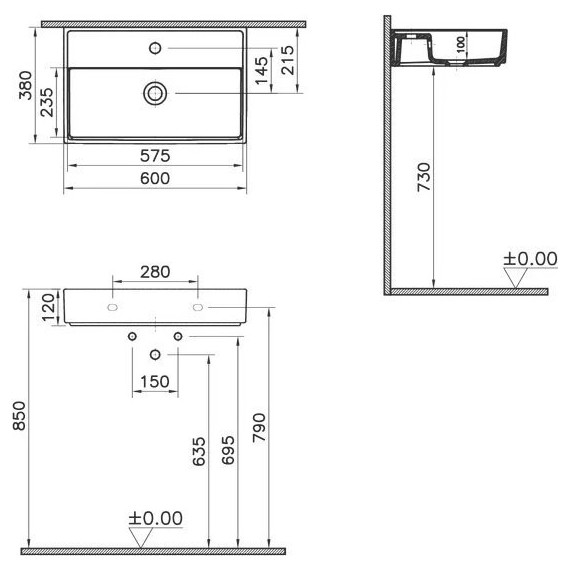 Раковина-чаша Vitra ArchiPlan 60 см 7401B003-0001 - фото 3