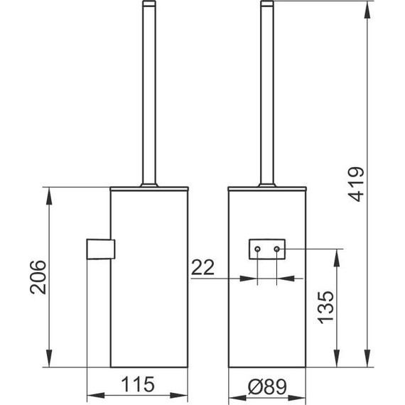 Ёршик для унитаза Keuco Moll 12769010101, цвет хром/антрацит - фото 2