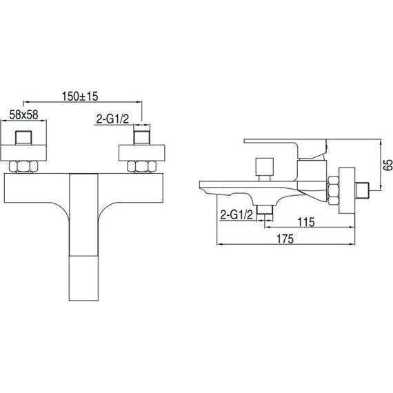 Смеситель для ванны AQG Bold 01BOL400NG, черный матовый - фото 5