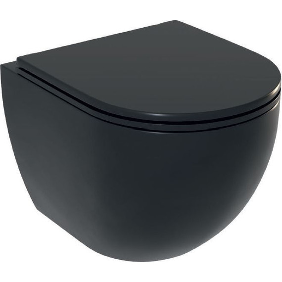 Унитаз подвесной безободковый Sole Pandora 2 black с крышкой микролифт, Цвет производителя: чёрный - фото 