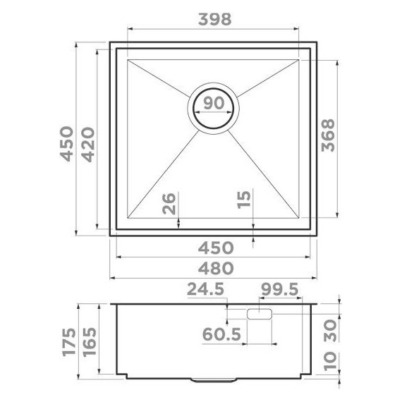 Кухонная мойка Omoikiri Kasen 48-26 INT GM (4997058) 1,2 мм, вороненая сталь, Цвет производителя: вороненая сталь - фото 2
