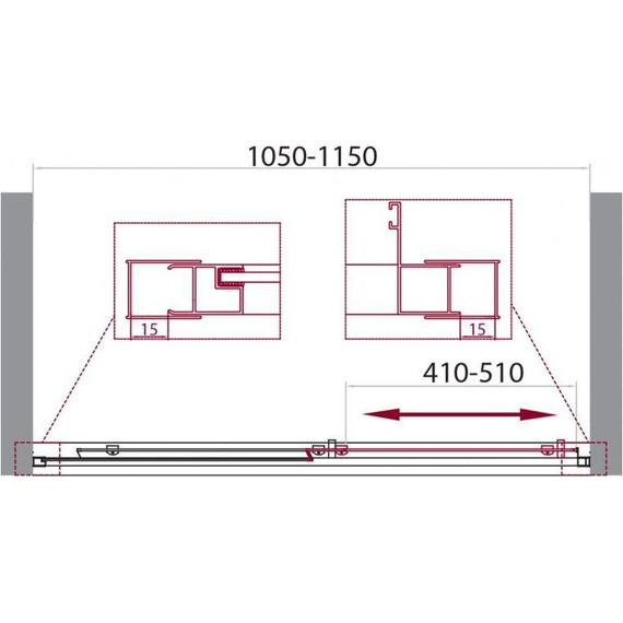 Душевая дверь BelBagno 100 см UNIQUE-BF-1-100/115-P-Cr, хром/текстурное - фото 7