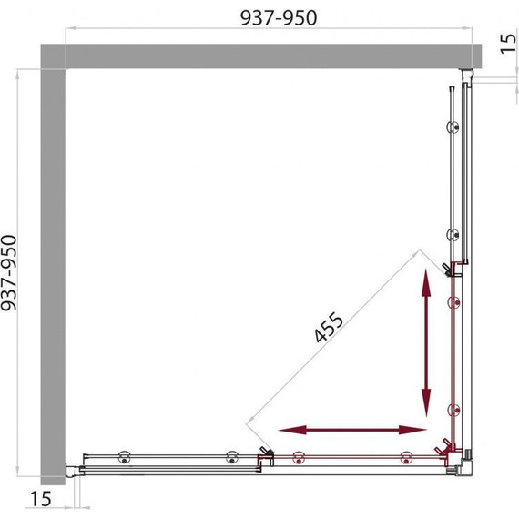 Душевое ограждение BelBagno 95x95 см UNO-A-2-95-M-Cr, хром/матовое - фото 8