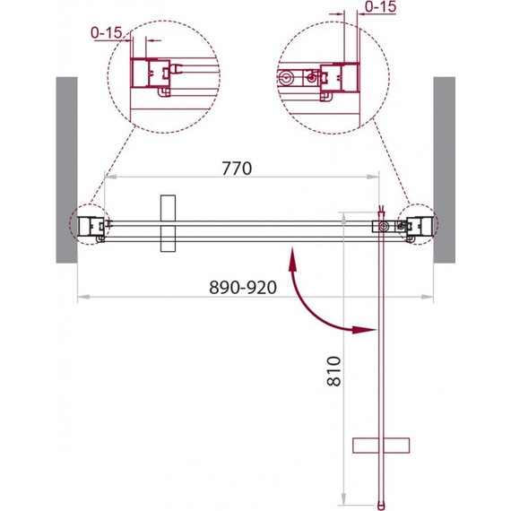 Душевая дверь BelBagno 90 см MARMI-B-1-90-C-NERO (стекло 8 мм) черный/прозрачное - фото 2