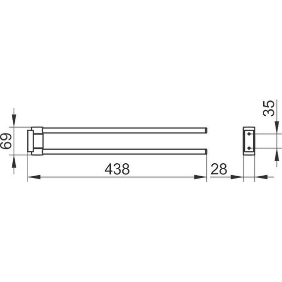 Держатель для полотенца Keuco Plan 44 см 14918070000, цвет нержавеющая сталь - фото 2