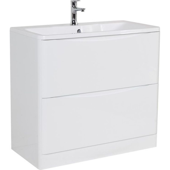 Тумба напольная с раковиной BelBagno ACQUA-1000-2C-PIA-BL 100 см, Bianco Lucido, Цвет фасада: Bianco Lucido - фото 