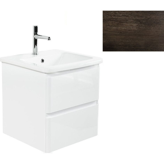 Тумба подвесная с раковиной BelBagno ALBANO-CER-500-2C-SO-RNG 50 см, Rovere Nature Grigio, Цвет фасада: Robere Nature Grigio - фото 