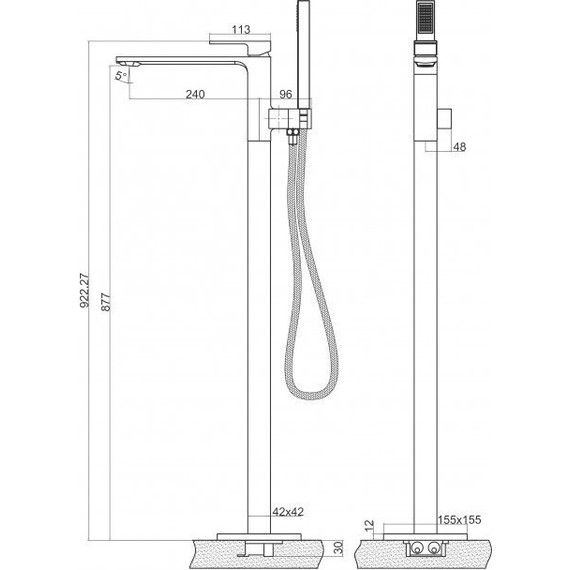 Смеситель для ванны BelBagno Luce LUC-FMT-ORO, золото, Цвет производителя: золото - фото 2