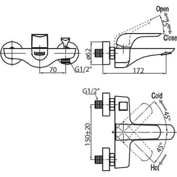 Смеситель для ванны BelBagno Nota NOT-VASM-CRM, Цвет производителя: хром - фото 2