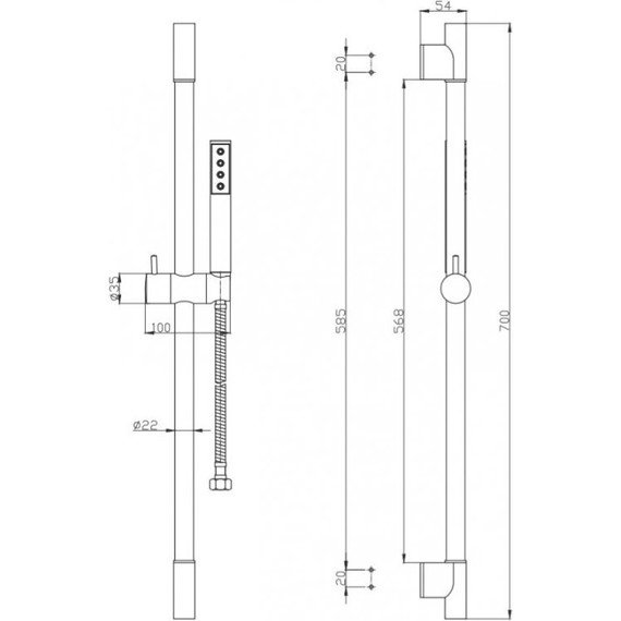 Душевой гарнитур BelBagno UNO-SAL-NERO, черный матовый - фото 2